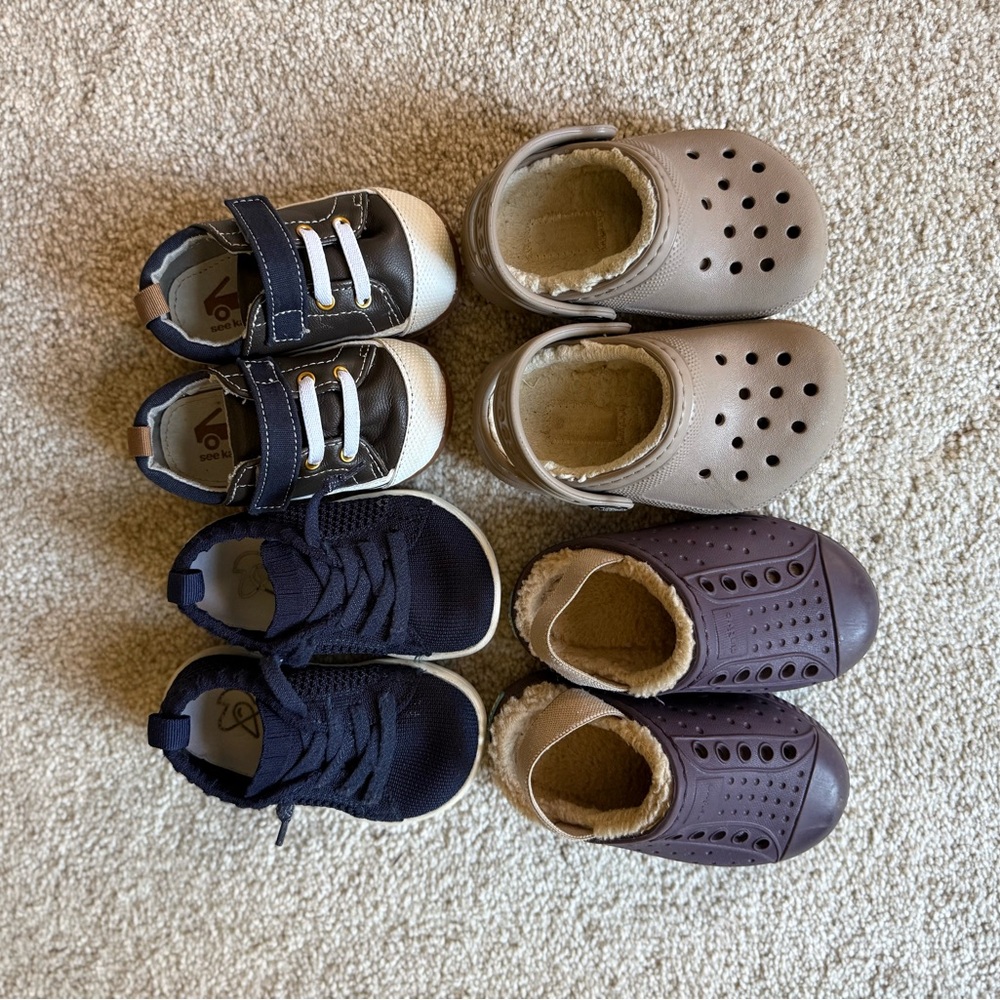 Toddler size 5 Winter Shoe Set - Black, Brown, Tan